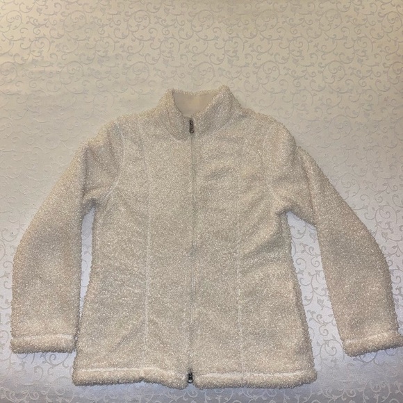 J. Jill Winter White Teddy Bear Fuzzy Zip Up Cardigan Sweater Jacket - Picture 10 of 16
